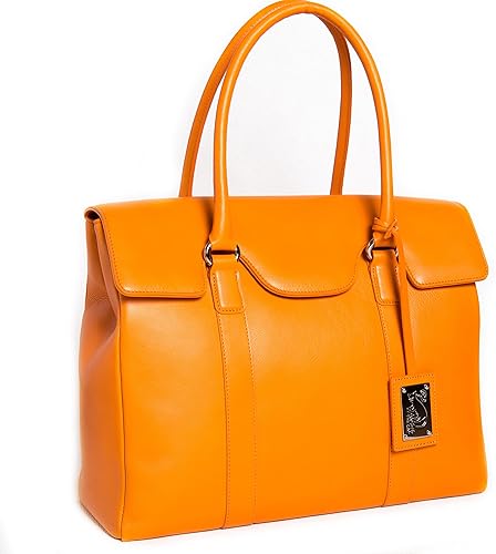 Amazon Co Jp アンジーザキャット Angie The Catレディース ビジネスバッグ 大容量 牛革 女性用 書類バッグ ａ4ｂ4余裕で収納 オレンジ シューズ バッグ