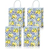 Roselush 16 Pcs Gift Bags - Capri Party Decorations Favor Bags for Lemon Fans, Positano Themed Decorations Lemon Party Decor Lemon and Blue Celebration Decor