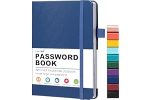 LORTARL Password Book with Alphabetical Tabs - Medium Size Internet Address & Password Keeper Logbook, Hardback Password Notebook for Password Organization