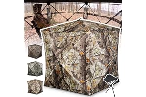 ShedOFF 270/360 Degree See Through Hunting Blind 1-3 Person with Tri-Leg Hunting Stool, Pop up Ground Blinds for Deer Turkey Duck Hunting, Hunting Adjust Windows with Silent Zipper
