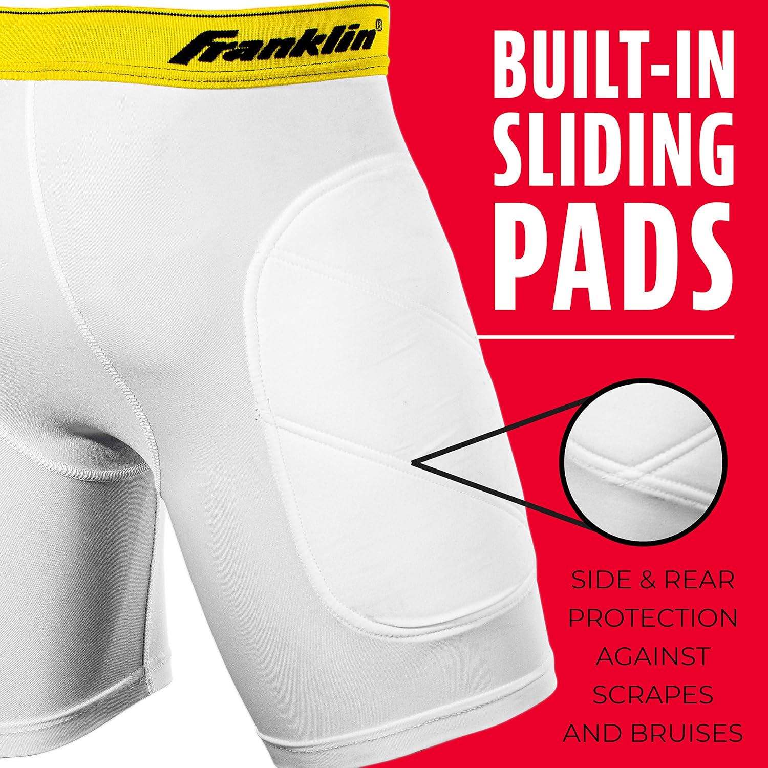 Franklin Sports-Youth Baseball Sliding Shorts - Padded Slide Shorts with Cup Holder - Compression Shorts Perfect For Baseball and Softball - Small : Clothing