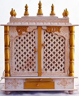 Jodhpur Handicrafts Wood and MDF Home Temple (60x30x75 cm, White)