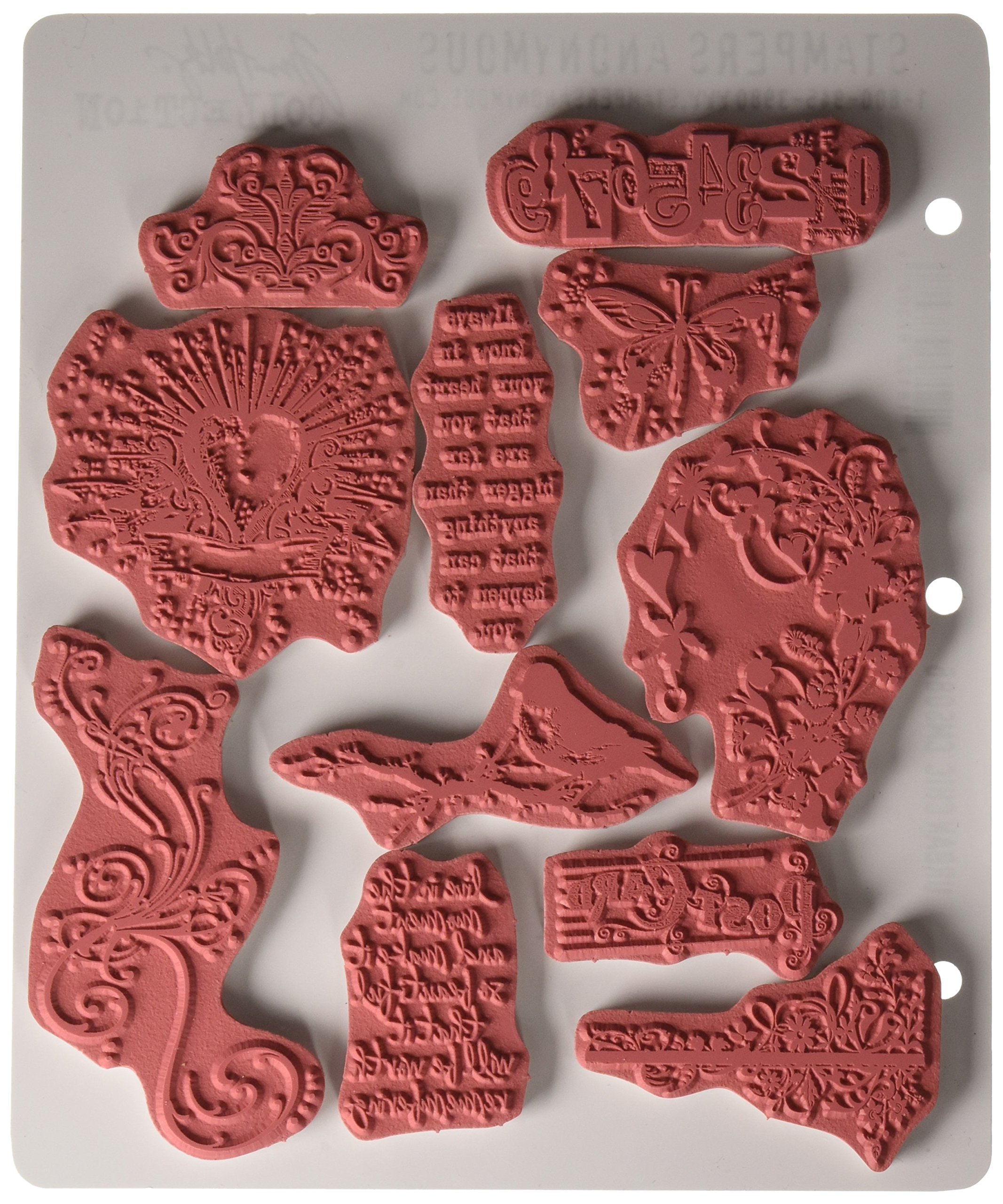 Tim Holtz 7 x 8.5-inch Cling Rubber Stamp Set Urban Chic,Red