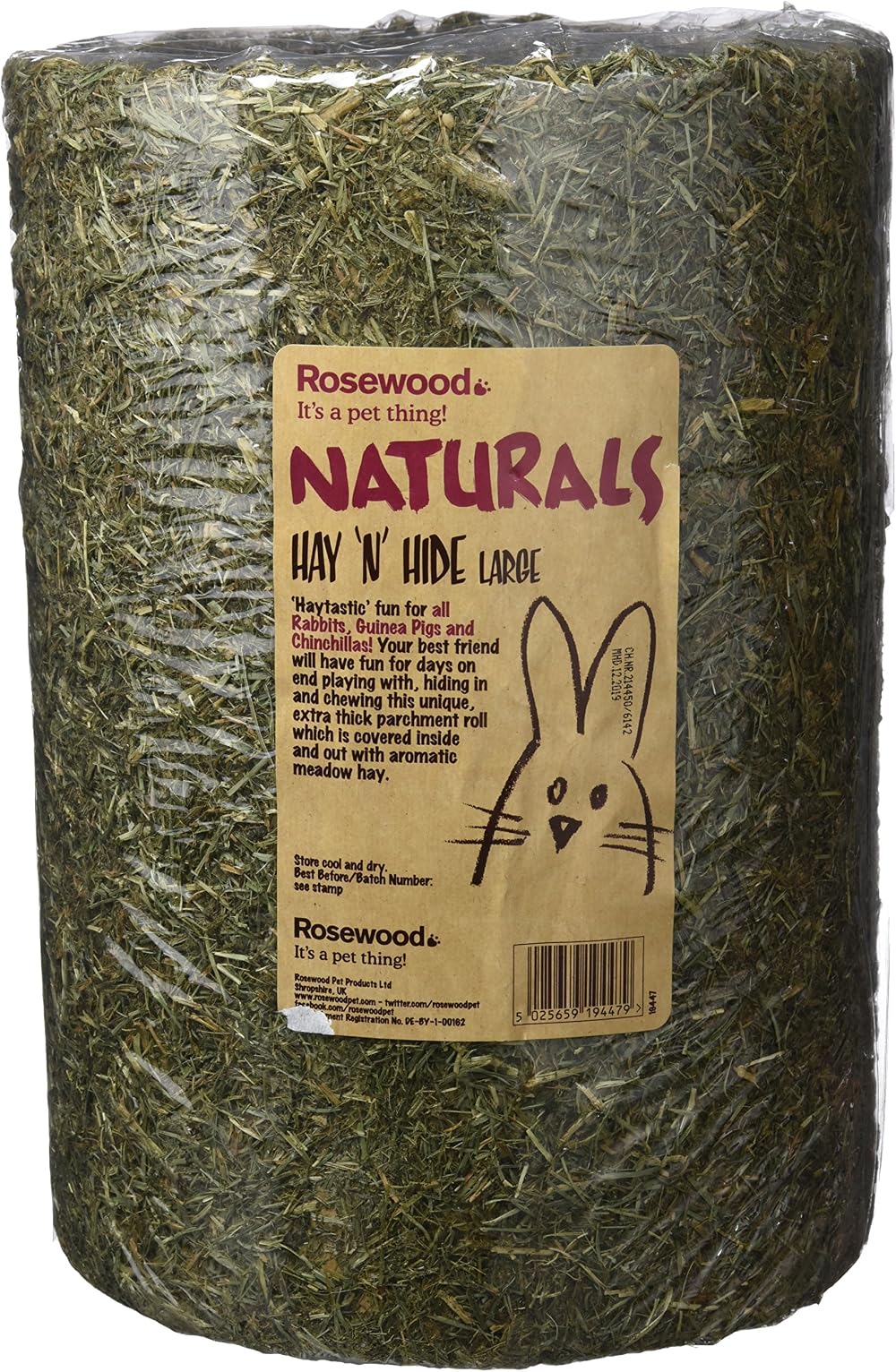 Rosewood Hay n Hide Roll Small Animal Tunnel Large 30cm x 21cm