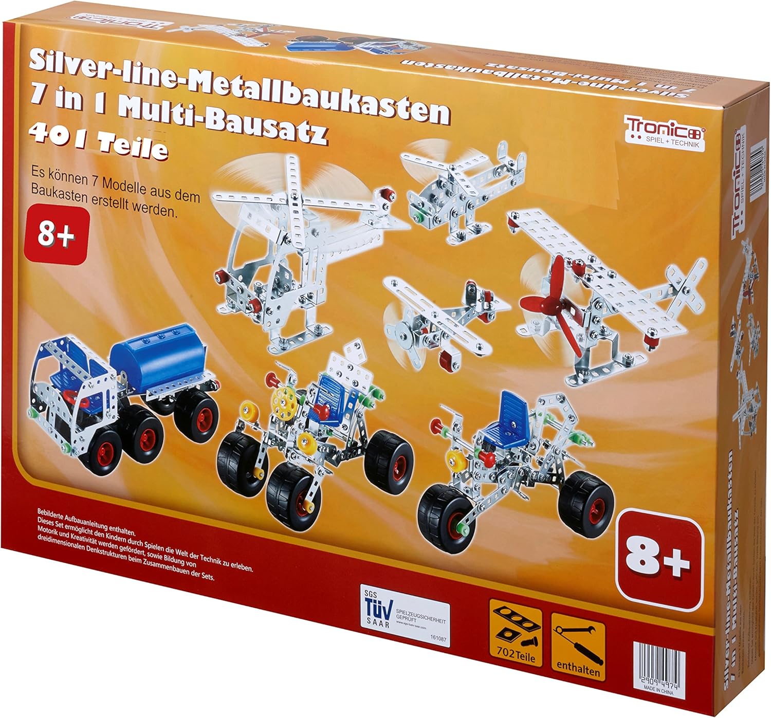 Tronico Metal Construction Kit 7 Models, 7in1 Vehicles, 702 Pieces, 4