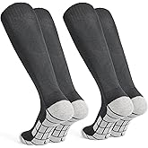 GRPSKCOS Black White Soccer Socks 2 Pairs Team Sports Athletic Football Baseball Long Socks for Youth Boys Kids Men Women