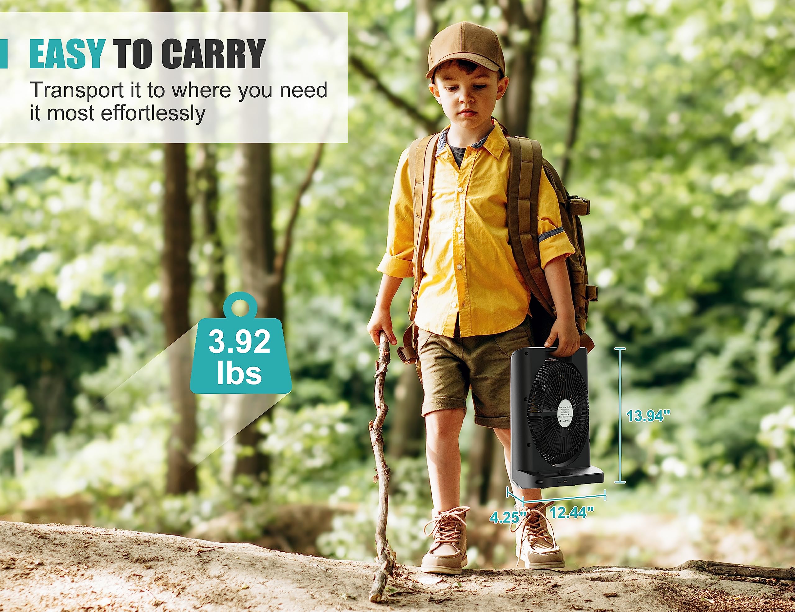 20000mAh Rechargeable Fan for Camping - 55h Super Long Last Battery Operated Fan, 10