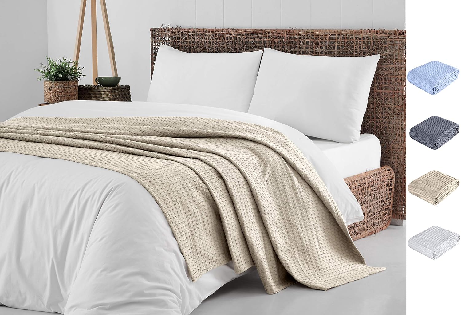 Cotton Blanket King Khaki 100 Turkish Premium Soft