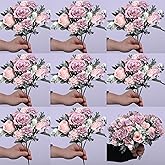 HZYZZYQ 8 Pack Artificial Peony Flowers, Silk Peonies Flowers Fake Peonies Artificial Flowers Peonies Hydrangea Bouquet for Centerpiece Table Wedding Party Home Decor (8, Purple + Pink)