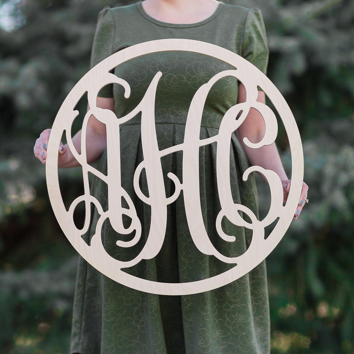 Amazon Com Sale 12 36 Inch Circle Wooden Monogram Letters Vine