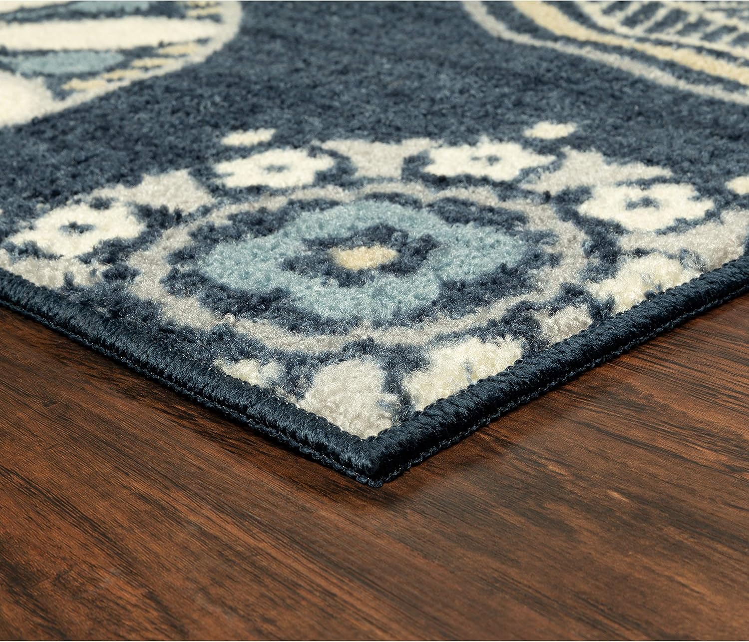 Maples Rugs Reggie Floral Runner Rug Non Slip Hallway Entry Carpet [Made in USA], 2 x 6, Persian Blue: Furniture & Decor