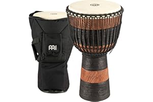 Meinl Percussion ADJ3-XL+BAG African Style Rope Tuned 13-Inch Wood Djembe with Bag, Brown/Black