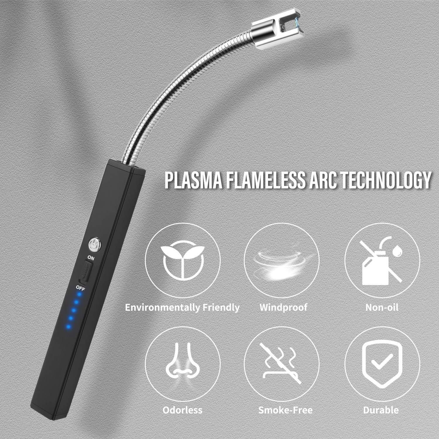 Candle Lighter, Electric Arc Lighter 360° Flexible Neck USB Rechargeable Lighter for Candles Camping Cooking BBQs Grill Fireworks (Black): Home & Kitchen