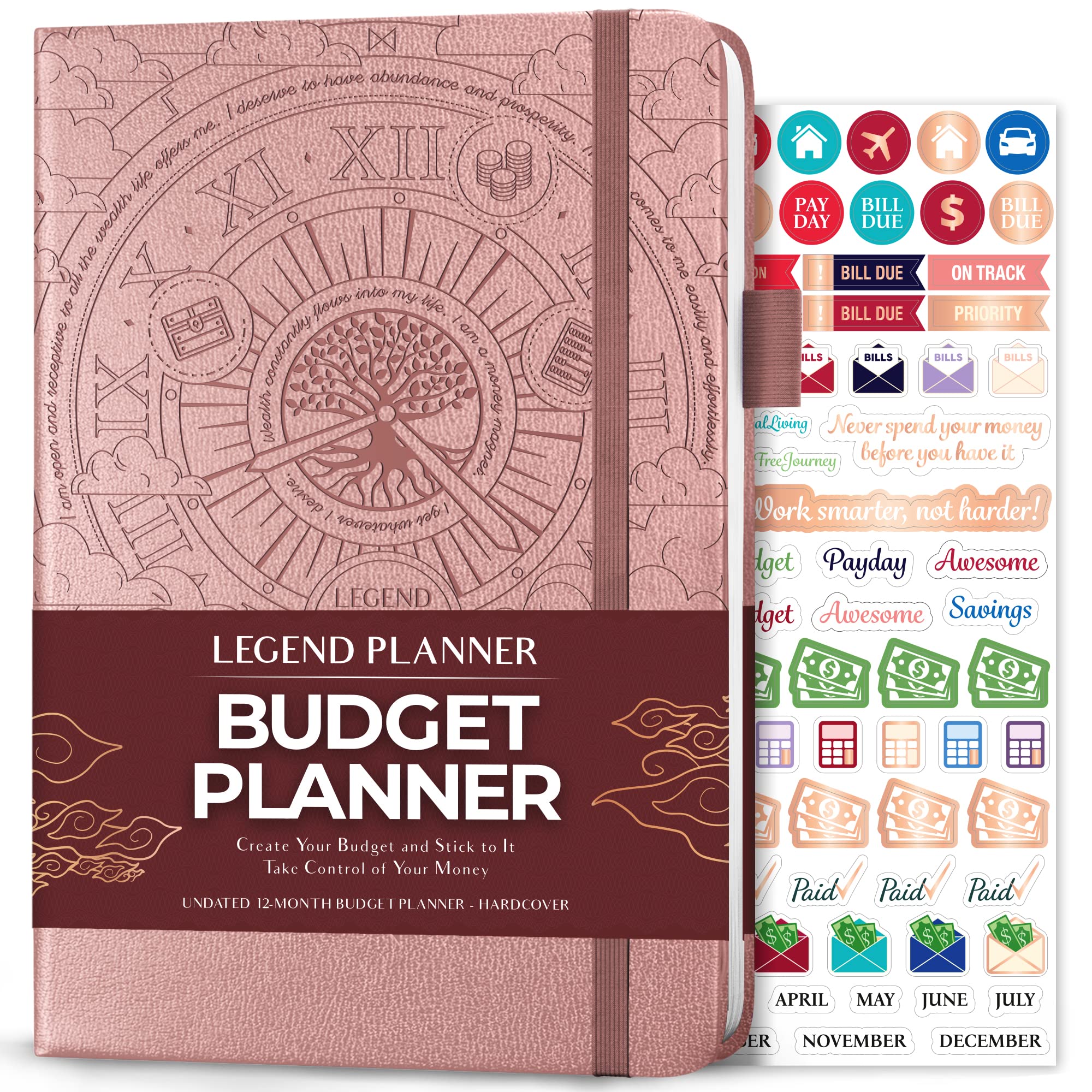 Legend Budget Planner – Financial Organizer Book. Money Account & Expense Tracker Notebook Journal for Household Monthly Budgeting (Rose Gold, Debossed)