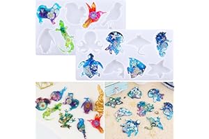 Pulcher Resin Molds, 16 Marine Terrestrial Amphibious Animals Keychain Making Silicone Mold for Epoxy Resin Casting Craft DIY Pendants Ornaments Decoration Gift