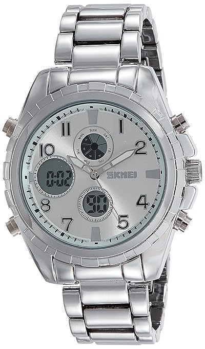 Analog-Digital Silver Dial Mens Watch - AD1021 (Silver)