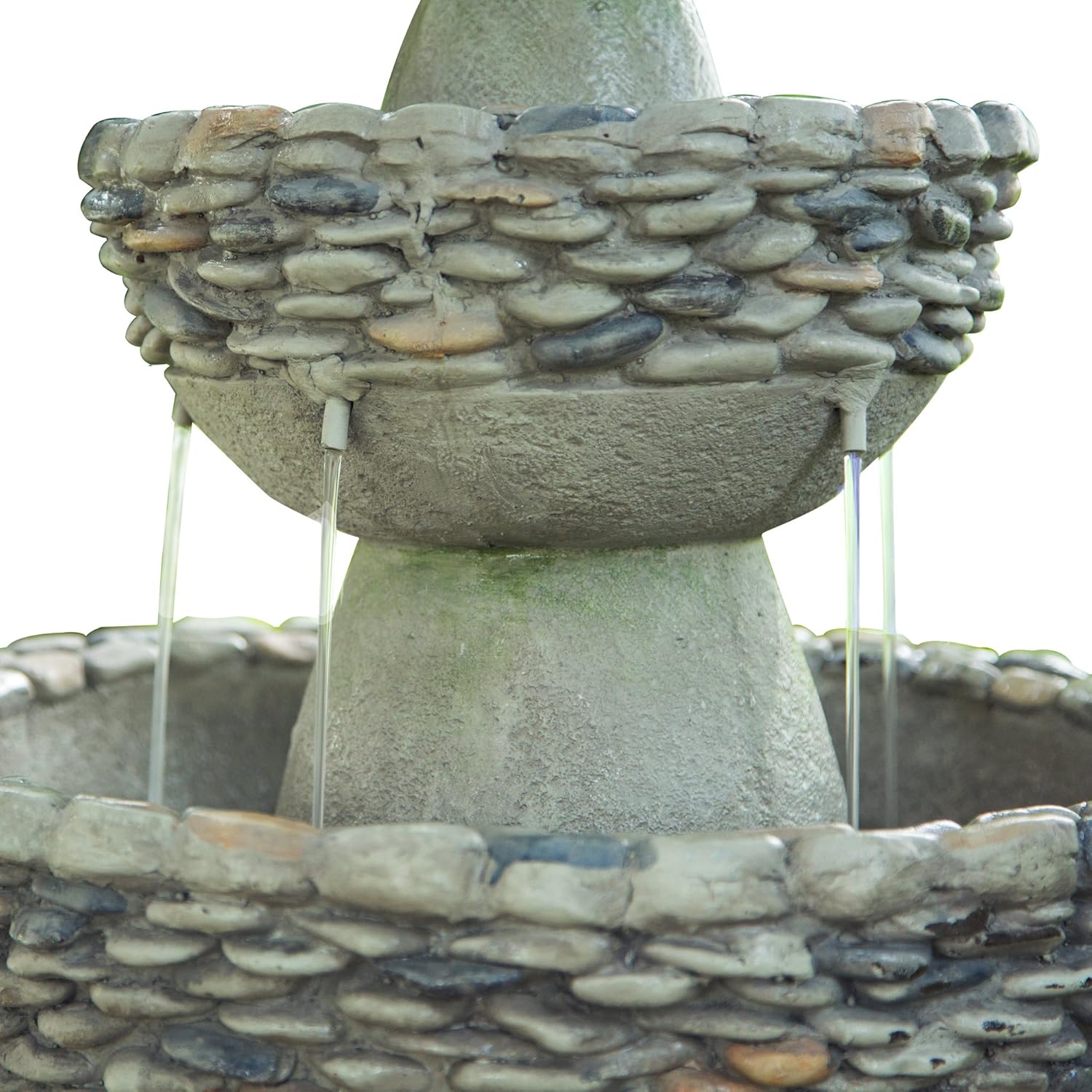 Peaktop FI0030AA Majestic Zen 3 Tiered Stone Like Floor Waterfall Water Fountain for Outdoor Patio Garden Backyard Decking with Pump, 37" Height, Gray : Garden & Outdoor