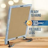 HBCY Creations Magnetic Tabletop Chalkboard 12x17" Rustic Blue & White view 4