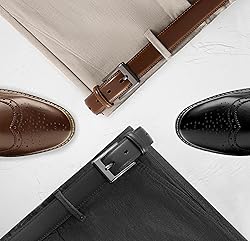 CHAOREN Mens Dress Belt 2 Pack - 1 1/8" Leather