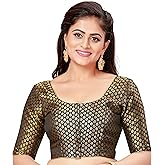 Madhu Fashion Traditional Banaras Brocade Readymade Saree Blouse with Elbow Length Sleeves