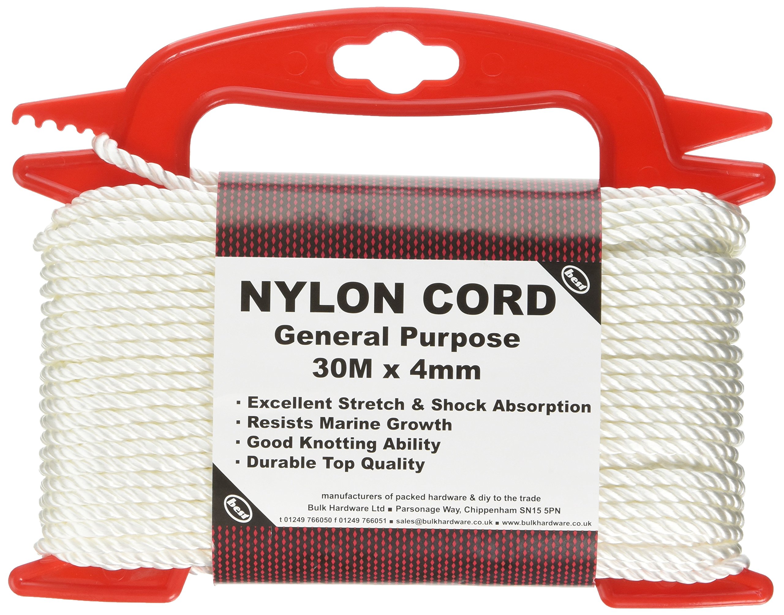 Merriway BH05764 Hand Reel Nylon Cord, 30 M x 4 mm