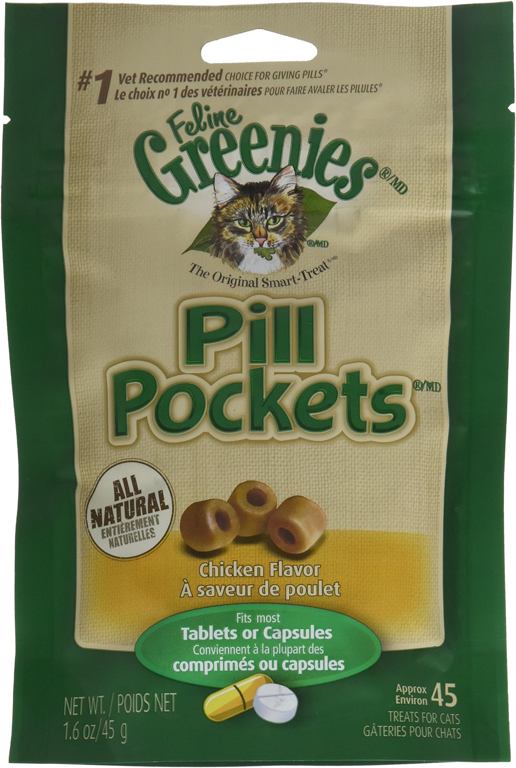 Pill Pockets for Kittens CHICKEN 1.6 oz (45 pockets)
