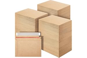 Affrolling 300 Pcs 6.5 x 4.5 Inch Rigid Photo Mailers with Self-adhesive Cardboard Card Shipping Envelopes Bulk for Document (Brown)