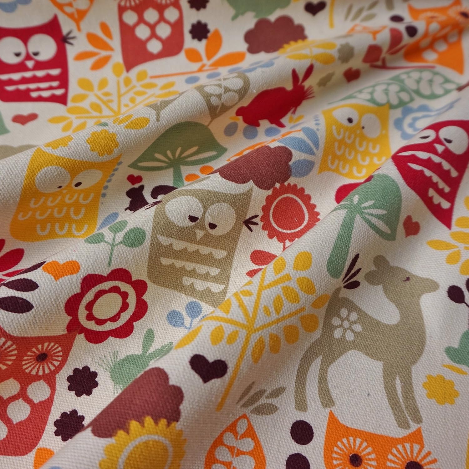 Cream Canvas Fabric with Colourful Nature Print (Per Metre) Amazon.co