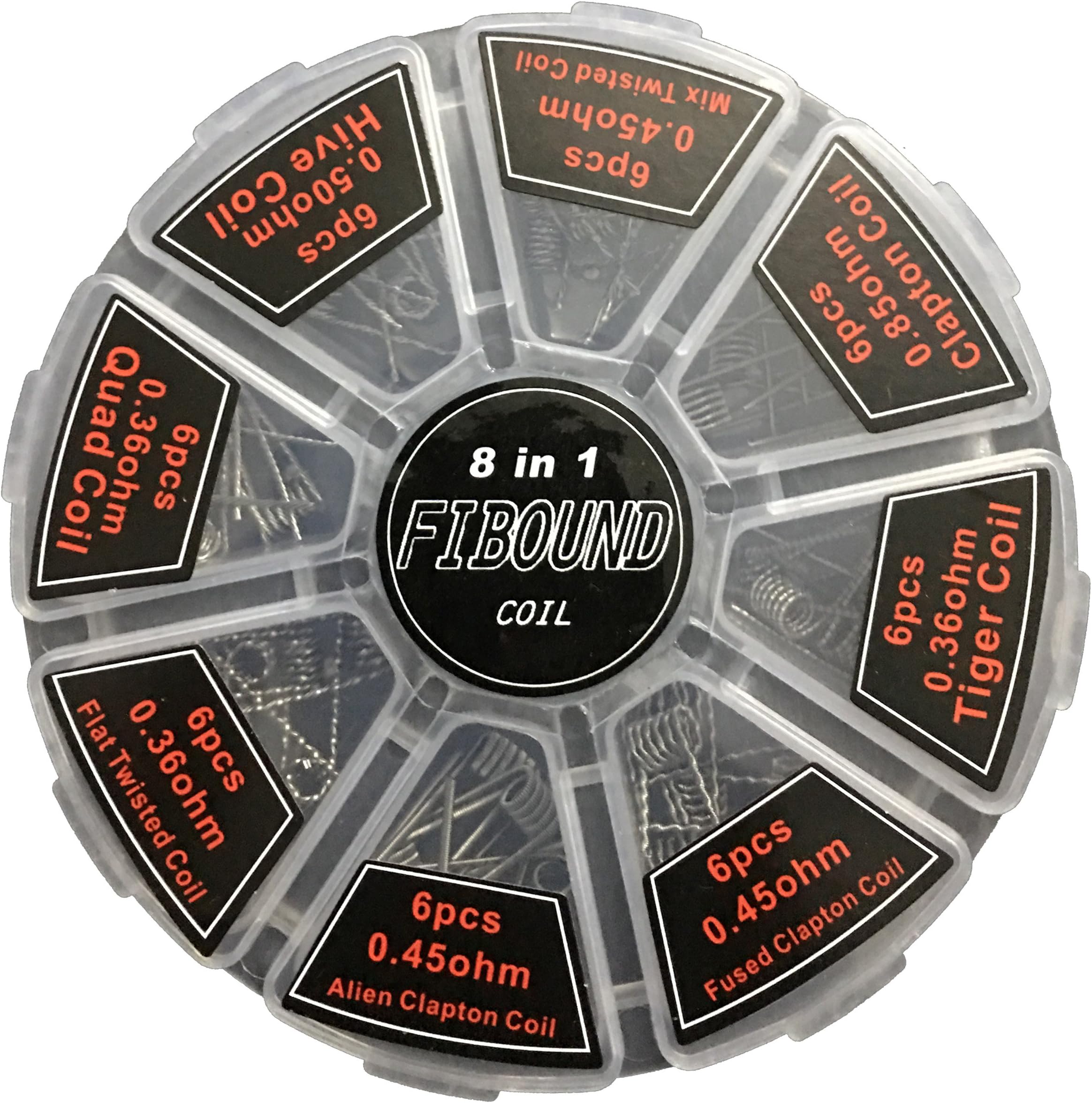 FIBOUND 48 Pre-Made Coils Selection of 8 Styles Clapton - 6 of Each Style Coil Comes,Perfect for RDA, RBA, RDTA