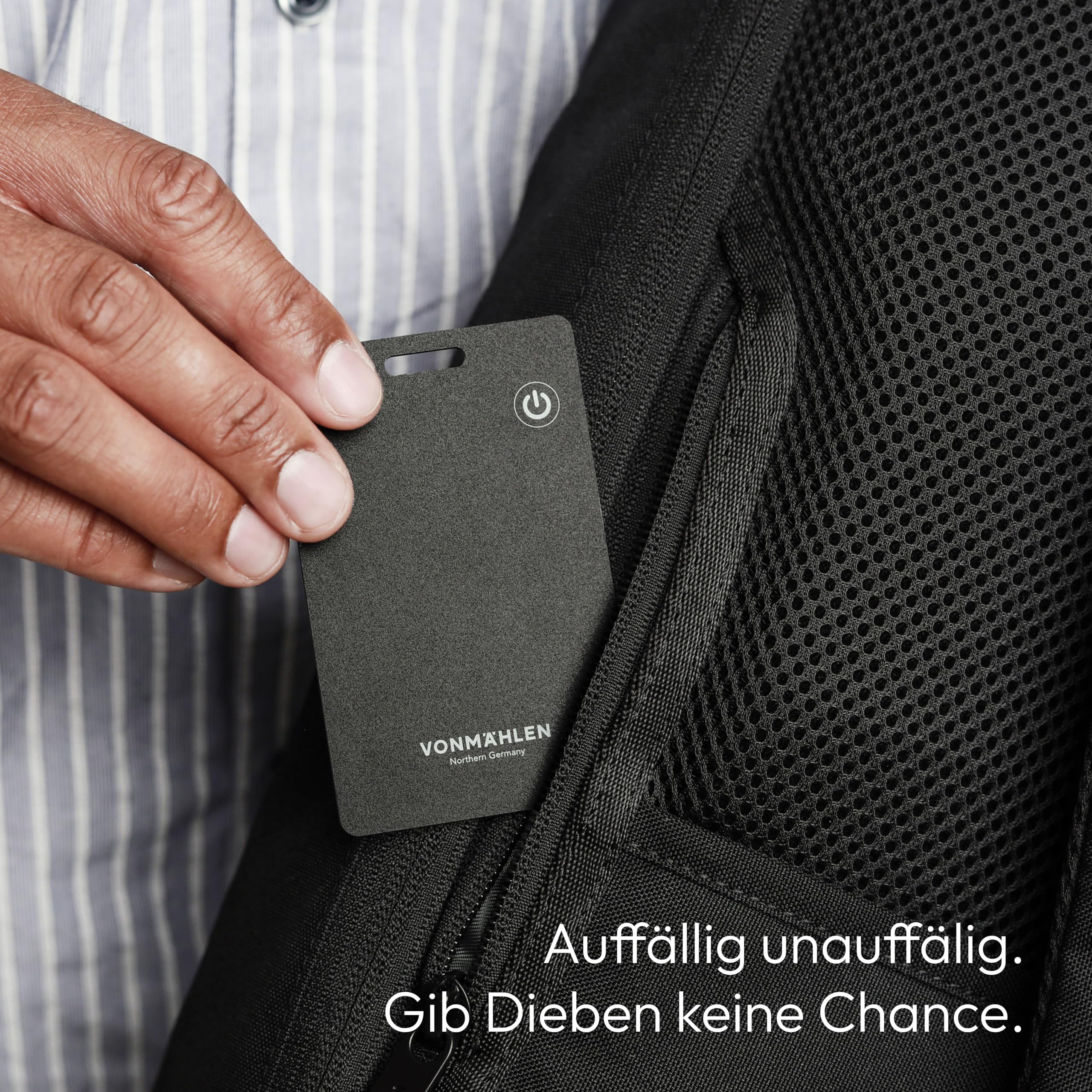 VONMÄHLEN FindMe - Bluetooth Tracker Karte - Ultra-Slim Design, Kabellos Aufladbar, Wasser- und Staubresistent, Kompatibel mit Apple Find My und Wo ist App - Ideal für Brieftaschen und Gepäck - Black 7