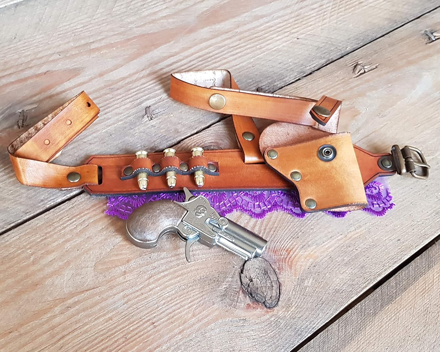 Steampunk Derringer Garter Holster With Derringer pistol