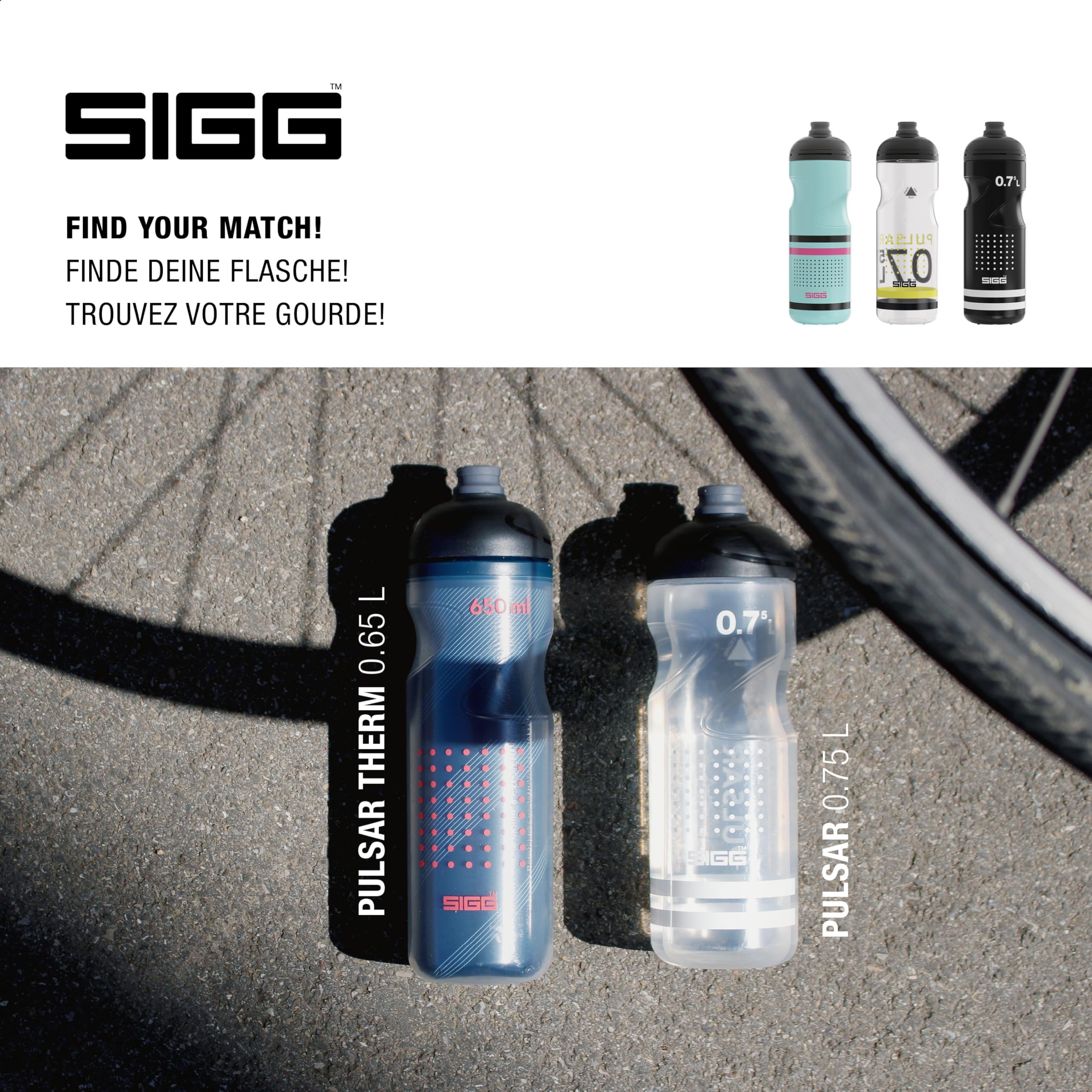 Sigg - Fahrrad Trinkflasche - Pulsar White - Quetschbar - Spülmaschinenfest - Federleicht - Auslaufsicher - BPA-frei - Sport & Fahrrad Zubehör - Weiß & Gelb - 0,75L 5