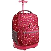 J World Sunrise Kids Rolling Backpack for Girls Boys. Roller Bookbag With Wheels For School, Fox