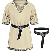 Kids Medieval Costume Boys Viking Tunic Knight Warrior Renaissance Shirts with Belt