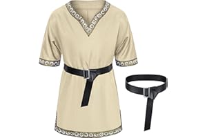 TOGROP Kids Medieval Costume Boys Viking Tunic Knight Warrior Renaissance Shirts with Belt