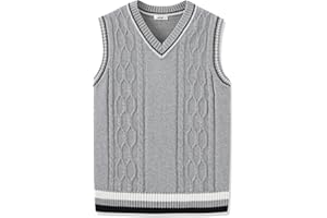 JSTEX Boys Sweater Vest 100% Cotton Kids Uniform Vest Girls V-Neck Sleeveless Knit Pullover for Size 4-14