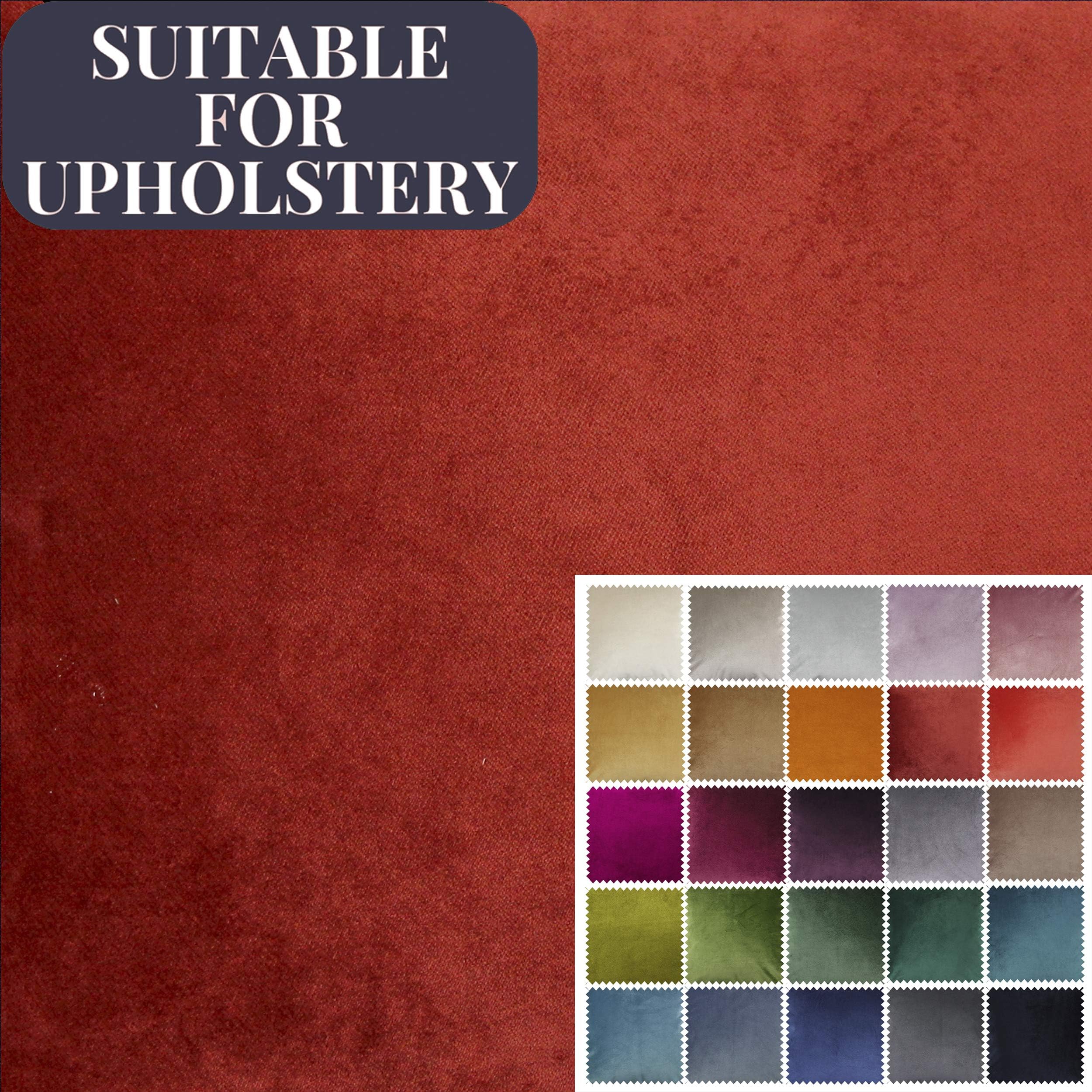 McAlister Textiles Matt Velvet Rust Orange Red DIY Sewing + Crafting Material Designer Fabric for Upholstery and Home…