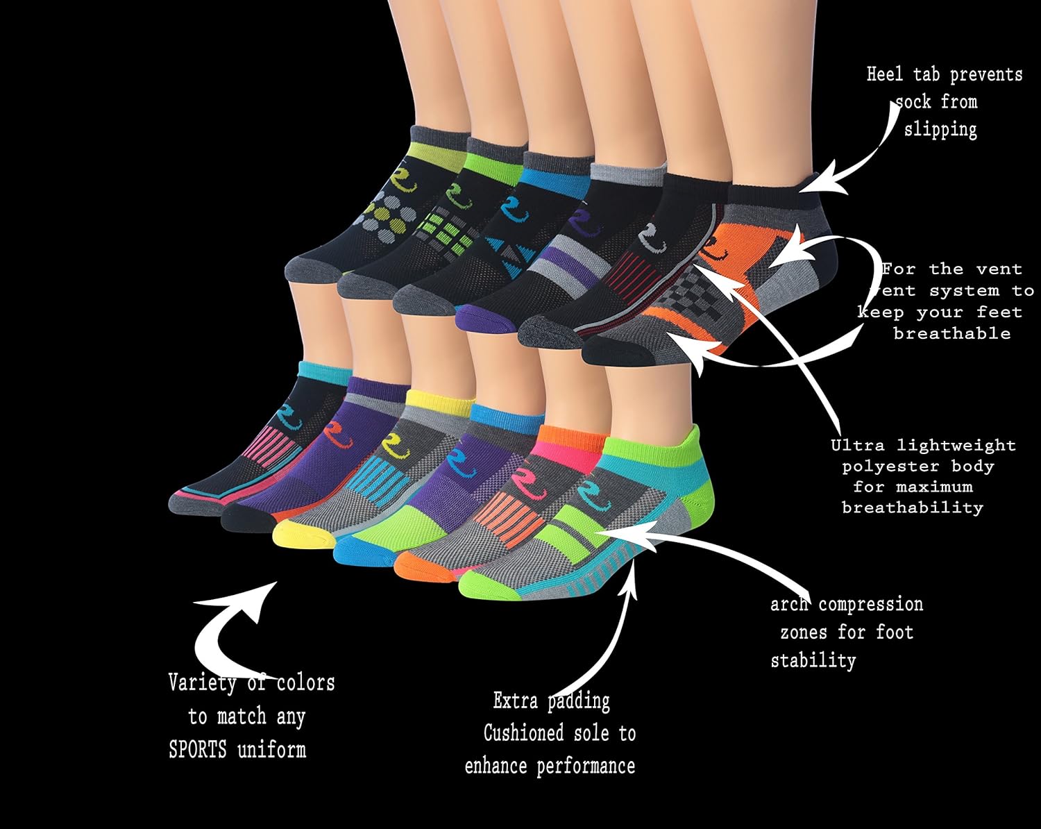 Ronnox Men's 12-Pairs Low Cut Running & Athletic Performance Tab Socks: Clothing