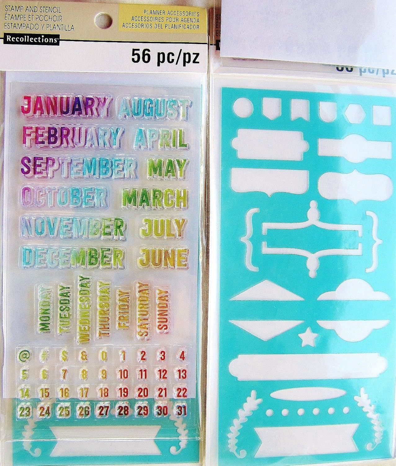 Recollections Calendar Planner Accessories Clear Stamps And Stencils 56 Pcs A A A Amazon In Home Kitchen