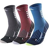 TENYSAF Compression Crew Running Socks: Athletic Socks for Men Women with Cushion,3 Pairs Work Hiking Basketball Sport Socks