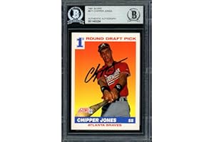 SPORTS MEMORABILIA Chipper Jones Autographed 1991 Score Rookie Card #671 Atlanta Braves Beckett BAS Stock #155936 - Baseball Slabbed Autographed Rookie Cards