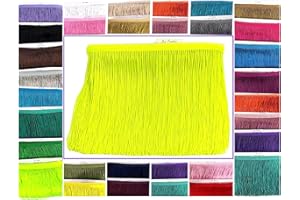 SEW TRENDS 5 Yards of 4" Long Chainette Fringe Thread Yarn Tassel Trim Braid Fringe for Crafts Sewing and Decor-Neon Yellow