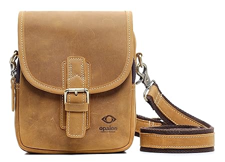 Umhängetasche aus hochwertigem Leder - Schultertasche im Vintage-Look - B:16 cm H: 19 cm T: 8 cm - Qualitätsleder von opaion