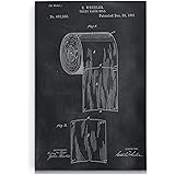 Renditions Gallery Toilet Paper Patent Canvas Wall Art for Bathroom, 24x36, Black Chalkboard