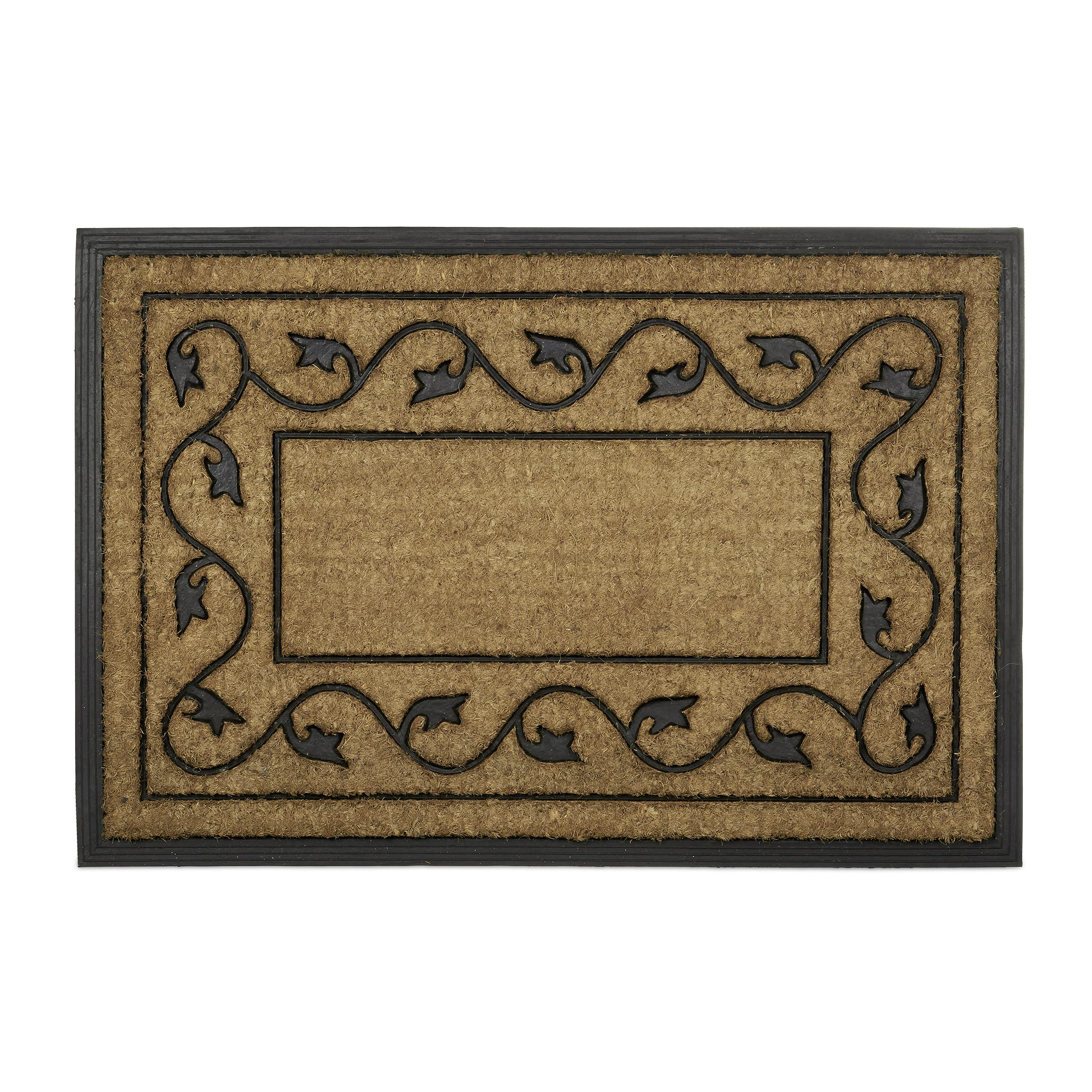 Relaxdays Rectangular Doormat with Decorative Pattern, Brown/Black, 2 x 90 x 60 cm, Large
