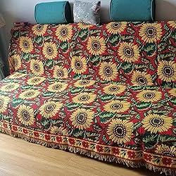 JIABOLANG Red Sunflower Throw Blanket with Fringe