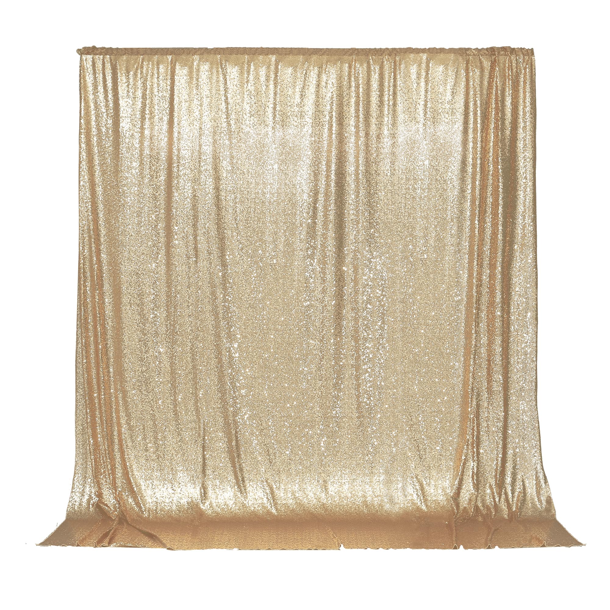PartyDelight Light Gold Sequin Backdrop 6x6ft - High Density 3mm Shimmer Sequin Background with 4-Inch Rod Pocket, Sparkly Photography Curtain for Wedding, Birthday, TikTok & Live Decor