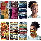 6 Pieces African Scarf African Bandanas Face Covering Unisex Boho Neck Gaiter Balaclava Head Wrap for Motorcycling Outdoor Use
