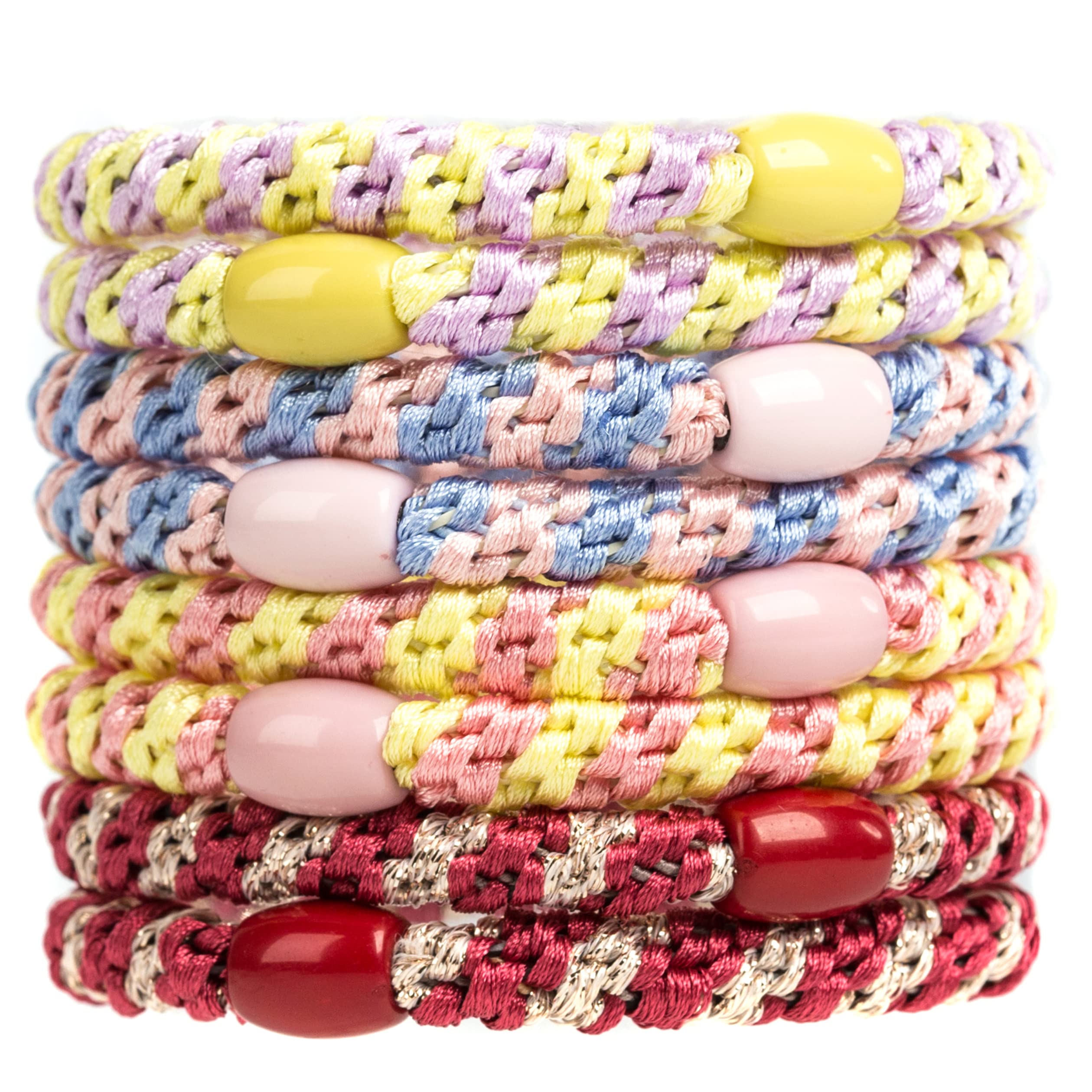 J.CARP 8Pcs Mixed color Hair Ties for Women Girls, Elastics Hair Bands Ponytail Holders, No Damage No Crease Hair Elastics, Perfect for Girls and Women with Thick or Curly Hair, Style 4 — image 1
