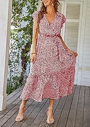 PRETTYGARDEN Women's 2024 Floral Boho Dress Wrap V